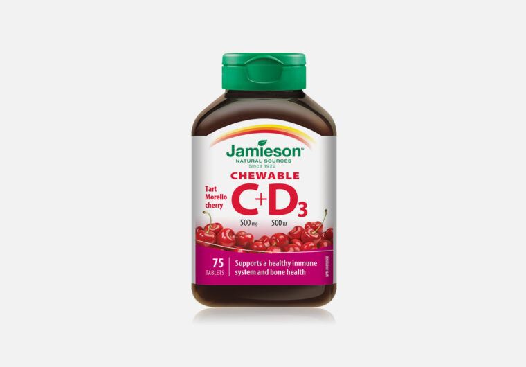 JAMIESON VITAMIN C 500 MG + D 500 IU TABLETE ZA ŽVAKANJE S OKUSOM TREŠNJE